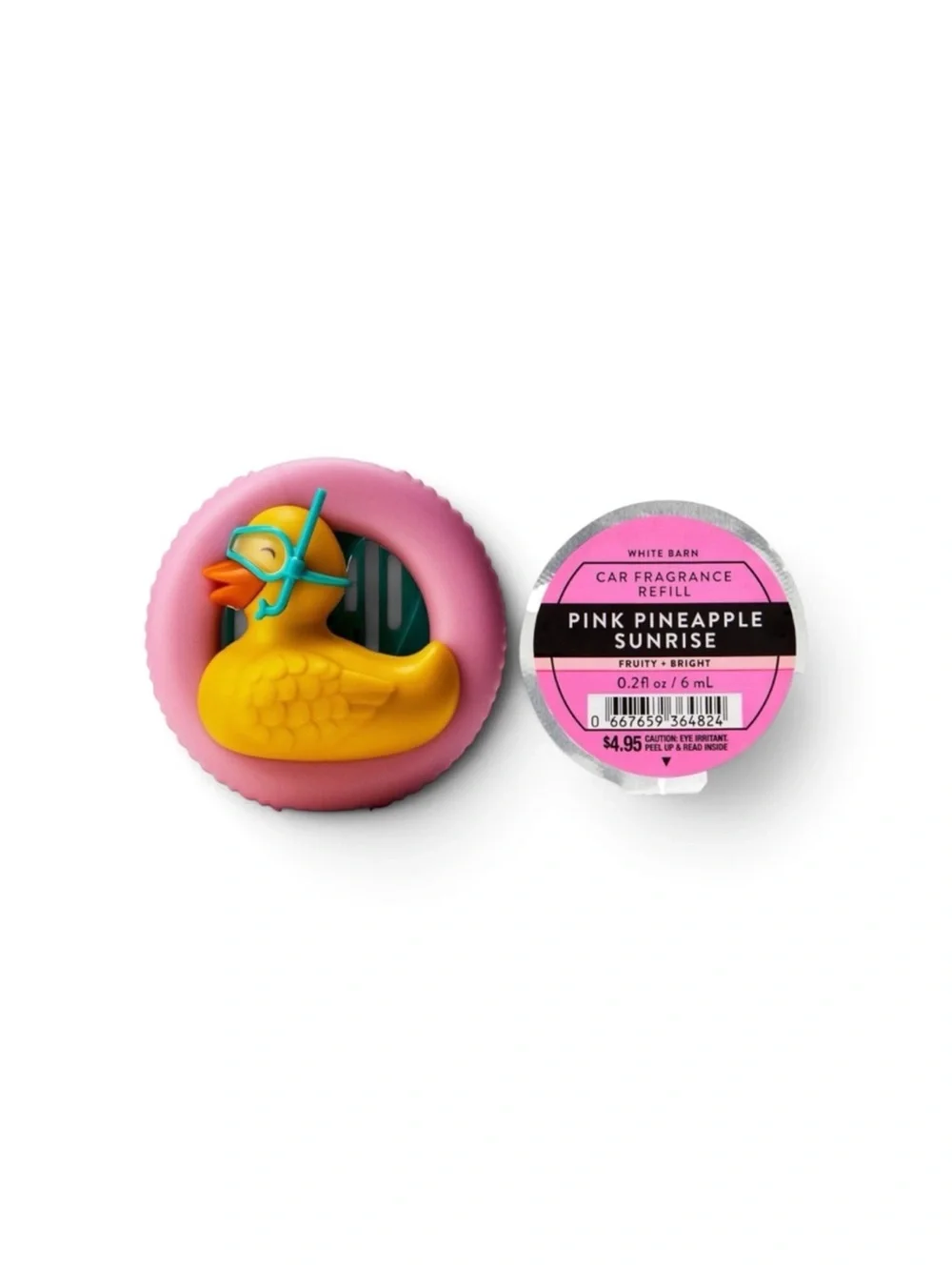 NEW! 2-Pc BILLIE the DUCK Car Fragrance Holder & Pink Pineapple Sunrise Refill
